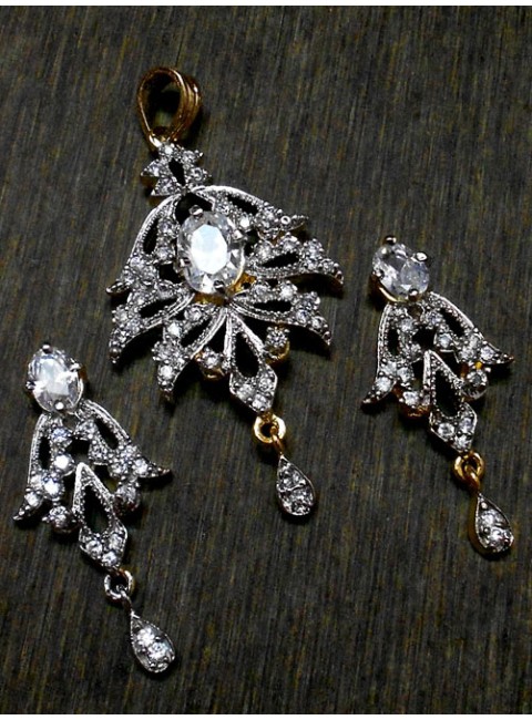 CZ Pendant With Earrings